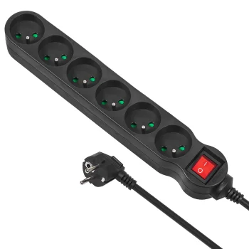 Maclean MCE188 maitinimo ilgintuvas su jungikliu, 6 lizdai, 2300W, 5m, juodas