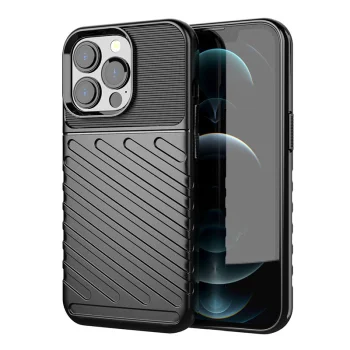 Thunder Case Flexible Rugged TPU Case for iPhone 13 Pro, Black