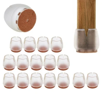 Silikoniniai baldų kojelių apsaugai su filcu 16 vnt., 25-29 mm, skaidrūs