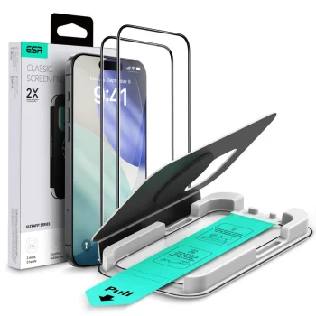 Apsauginis stiklas Apple iPhone 17 (6.3"") ESR UltraFit, juodas, 2 vnt.