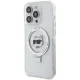 Karl Lagerfeld iPhone 15 Pro dėklas Ring Stand Choupette Head MagSafe, baltas