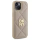 DKNY dėklas iPhone 15 telefonui Quilted Stack Logo, smėlio spalvos
