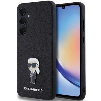 Karl Lagerfeld dėklas Samsung Galaxy A35 telefonui Fixed Glitter Ikonik, juodas