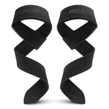 4FIZJO odiniai traukos diržai Deadlift Straps, juodi