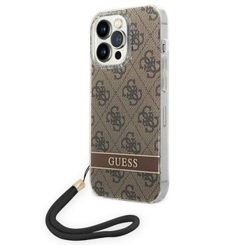 Guess Print 4G Cord Case for iPhone 14 Pro Max - Brown