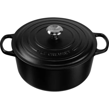 Ketaus puodas Le Creuset Signature apvalus 30 cm, 8.1 l, matinė juoda