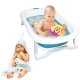 Nicekids Foldable Silicone Baby Bath Tub with Cushion, Blue