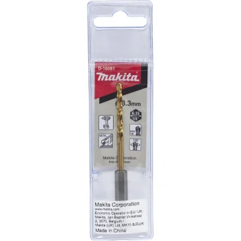 Makita HSS-TiN metalo grąžtas 3.3 mm, 85 mm, 1/4" šešiakampis