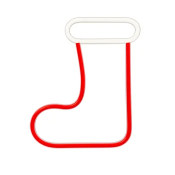 Forever Light LED Neon Christmas Sock, White and Red