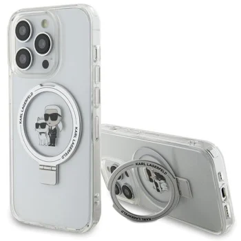 Karl Lagerfeld Ring Stand MagSafe dėklas iPhone 13 Pro Max, baltas