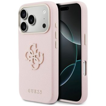 Guess FW Resin Logo dėklas iPhone 17 Pro Max telefonui, rožinis