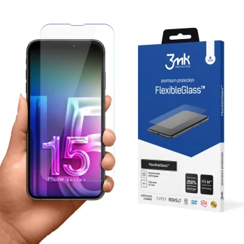 Hibridinis apsauginis stiklas 3mk FlexibleGlass v2.0, skirtas Apple iPhone 15 Pro