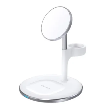 Choetech „3-in-1“ MagSafe belaidis magnetinis įkroviklis, 15W, baltas