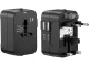 Universalus kelioninis adapteris su 2 USB jungtimis, juodas