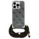 Guess dėklas iPhone 16 Pro Max su reguliuojamu laidu Crossbody Cord 4G, rudas
