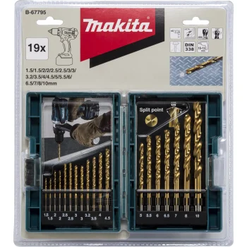 Grąžtų metalui rinkinys Makita B-67795, 19 vnt., 1.5–10 mm