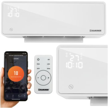 Sieninė oro užuolaida-šildytuvas Kaminer Zelvion 26398 su WiFi, 2000W, balta