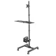 Maclean MC-793 mobili kompiuterio darbo stotis ant ratukų 17-32\" ekranams, juoda