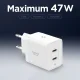 Spigen Essential EE472EU GaN Pro tinklo įkroviklis 2x USB-C 47W, baltas