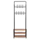 ModernHome pastatoma drabužių kabykla su 3 lentynomis, 18 kabliukų, juoda