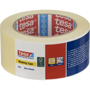 Popierinė dažymo juosta Tesa Standard 04323, 50 m x 50 mm, smėlio spalvos