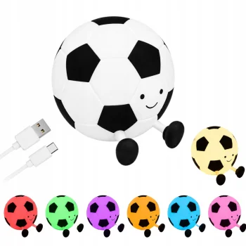 Silicone LED Night Light Football, RGB, USB-C, White/Black