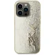 Karl Lagerfeld dėklas iPhone 15 Pro Max telefonui Wrinkled Metal Signature, auksinis
