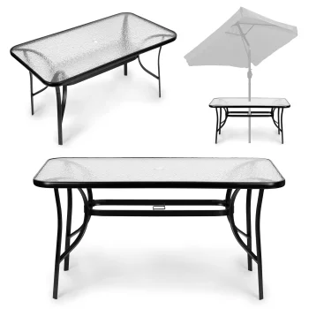 MultiGarden Garden Table, 120x70 cm, Glass, Black