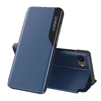 Atverčiamas dėklas iPhone 16e / 17e Eco Leather View Case su stovu, mėlynas