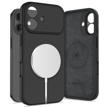 „Tech-Protect Silicone MagSafe“ dėklas „iPhone 17“, juodas