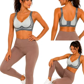 Besiūlė moteriška sportinė liemenėlė Push Up, pilka, L dydis