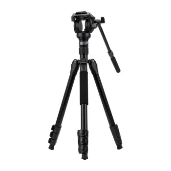 Vaizdo kamerų trikojis Fotopro S5i Pro su tepaline galvute, 70–162.5 cm, juodas