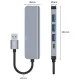 Tech-Protect V0 5-in-1 USB-A šakotuvas (USB 3.0 / 3x USB 2.0 / USB-C), pilkas