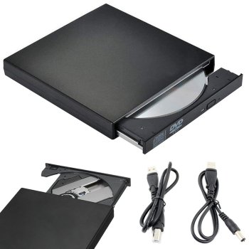External USB CD/DVD-RW Drive Burner and Writer, Black
