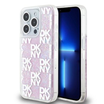 DKNY Liquid Glitters Checkered dėklas, skirtas iPhone 15 Pro, baltas