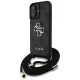 Guess 4G Big Logo Cord Strap Crossbody dėklas iPhone 16 6.1\", juodas