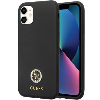 Guess Silicone Logo Strass 4G dėklas iPhone 11 / XR, juodas
