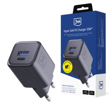 3mk Hyper Charger PD 33W GaN QC4+ PPS AFC FCP SCP 1A1C Wall Charger - Black