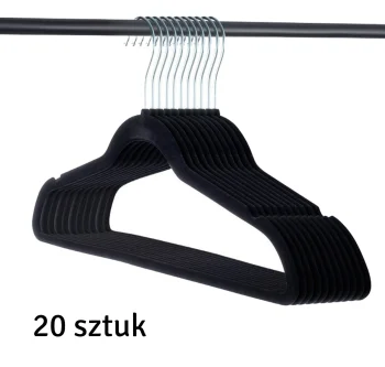 Velvet Clothes Hangers, 20 pcs, Black