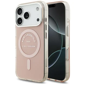 Karl Lagerfeld IML Karl RSG Logo MagSafe dėklas iPhone 17 Pro, Rožinis