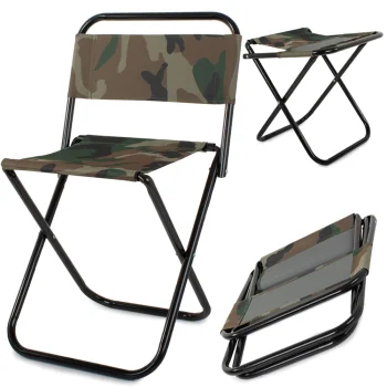 Folding Camping and Fishing Chair with Backrest, Camouflage