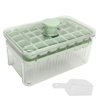 Ice Cube Container with 2 Trays and Scoop DA349, Green