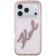 Karl Lagerfeld IML Big Signature Resin Metal Frame dėklas iPhone 18 Pro Max / 17 Pro Max, rožinis