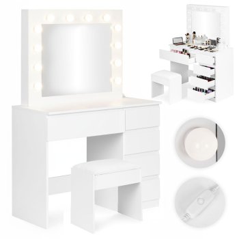 Kosmetinis staliukas su LED veidrodžiu ir kėdute ModernHome 141164