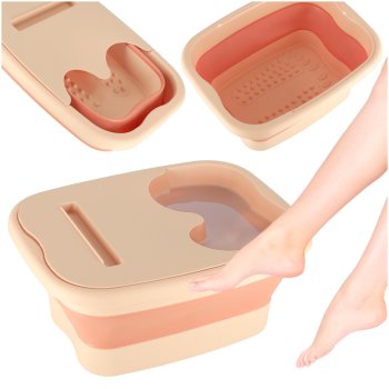 Collapsible Silicone Foot Massage and Wash Basin, 13L, Salmon