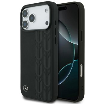 Mercedes dėklas iPhone 17 Pro Max telefonui Leather Laurel Leaves MagSafe, juodas