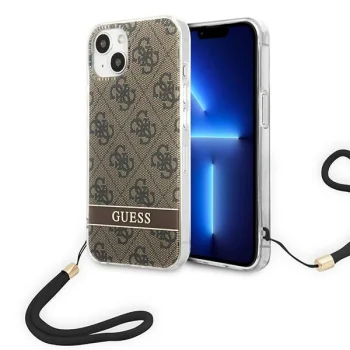 Guess 4G Print Strap dėklas skirtas iPhone 14 Plus, rudas