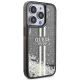 Guess Liquid Glitter Gold Stripes dėklas, skirtas iPhone 15 Pro, juodas