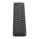 USB šakotuvas Orico CT2U3-13AB, 13x USB-A 3.0 su jungikliais, juodas
