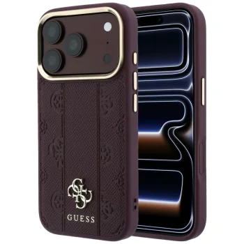 Guess Stripe Peony 4G Logo MagSafe dėklas iPhone 18 Pro / 17 Pro, bordo